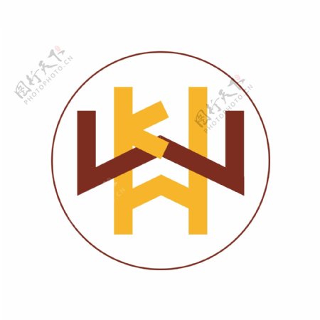 大气简洁棕企业logo标识kwh名字缩写