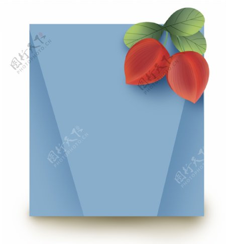 立体红色花卉蓝色提示框