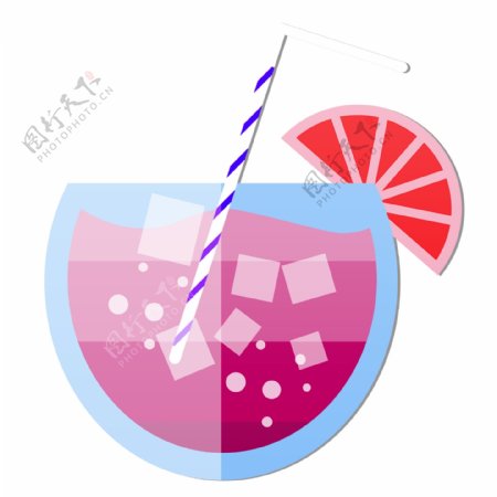 粉色果汁插画