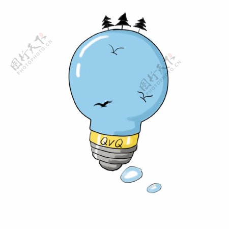蓝色的灯泡气泡插画