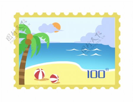 海边沙滩邮票
