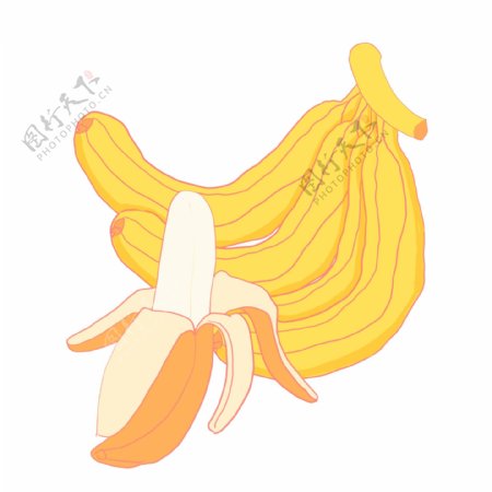 卡通黄色香蕉插画