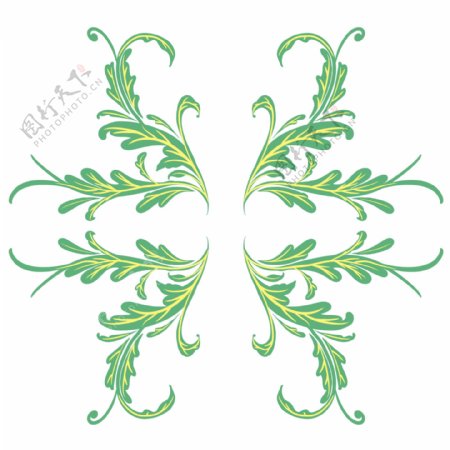 绿色对称花纹装饰