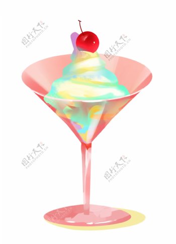 夏季粉色杯子冰淇淋雪糕美食免抠png元素