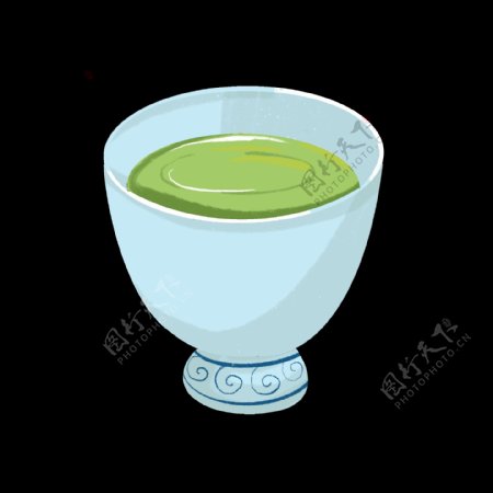 绿色的花茶的插画