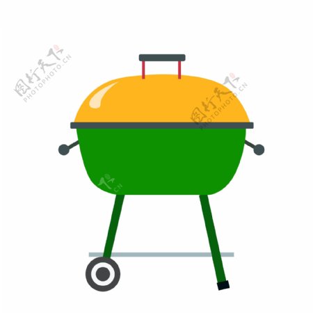 烧烤绿色的炉子插画