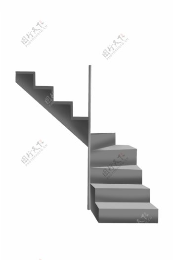 灰色立体楼梯插画