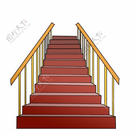 立体红色楼梯插图