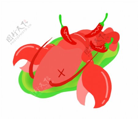 煮熟的龙虾装饰插画