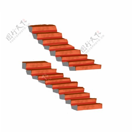 橙色的楼梯装饰插画
