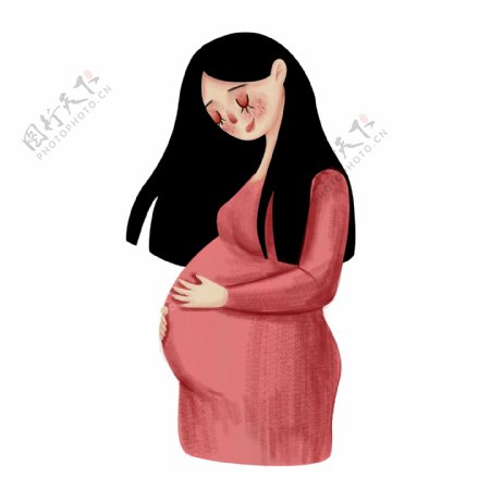 卡通手绘孕妇插画人物素材