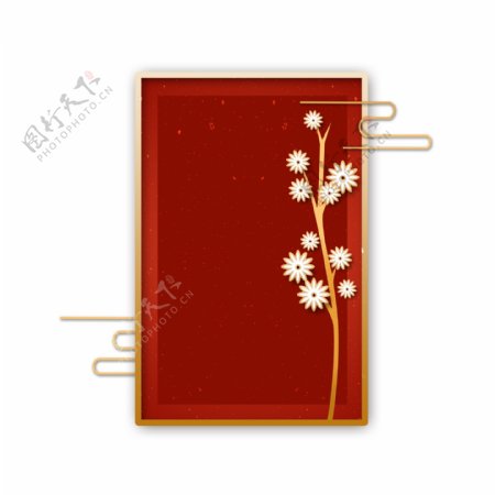 中国花朵古风红色节日标题栏春节边框