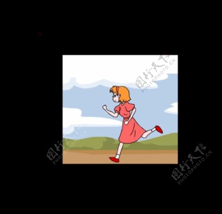 卡通女孩子奔跑flash动画