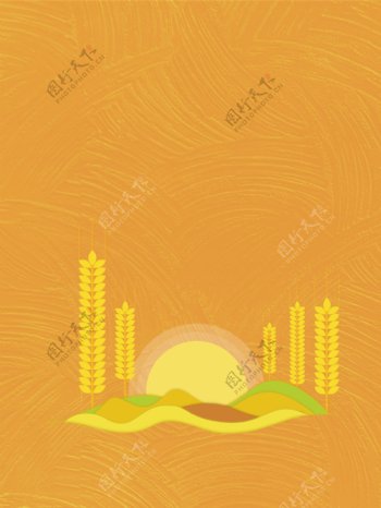 金色剪纸风麦穗背景素材