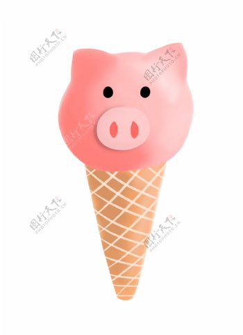 手绘可爱小猪冰淇淋