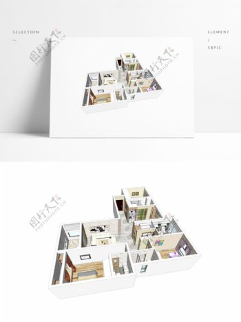 四房户型住宅设计SU模型