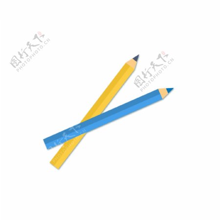 黄色蓝色铅笔