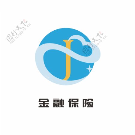 金融保险logo爱心蓝色大众通用logo