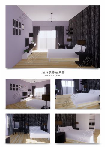 现代简约欧式家装卧室效果图