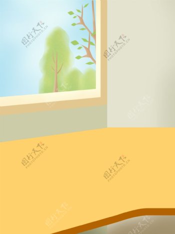 清新夏季窗台背景设计