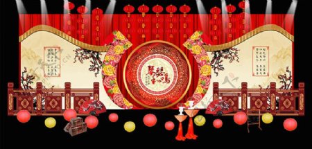 中国风中式婚礼舞台设计效果图