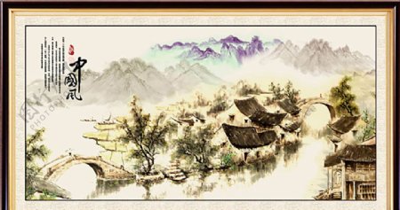 中国风山水画水墨