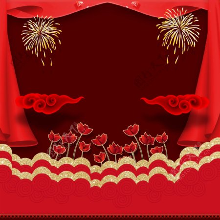 红色的节日主图背景
