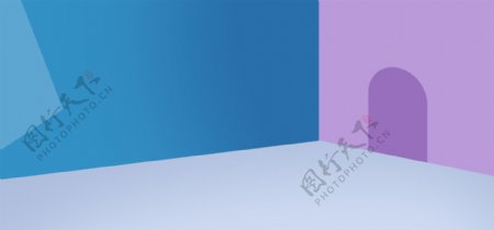 蓝粉白色微立体banner背景设计