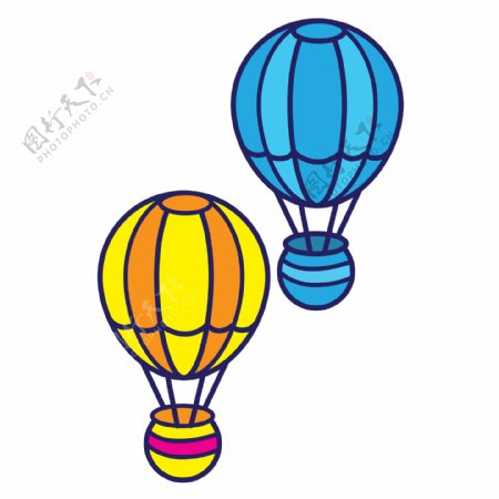 黄色节日热气球卡通透明素材