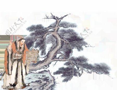 中国风水墨古代人物