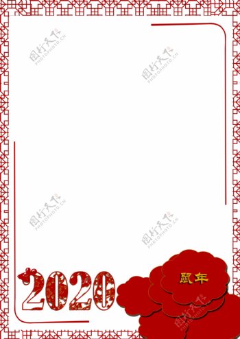 春节大红色中式边框