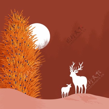秋天的鹿子插图