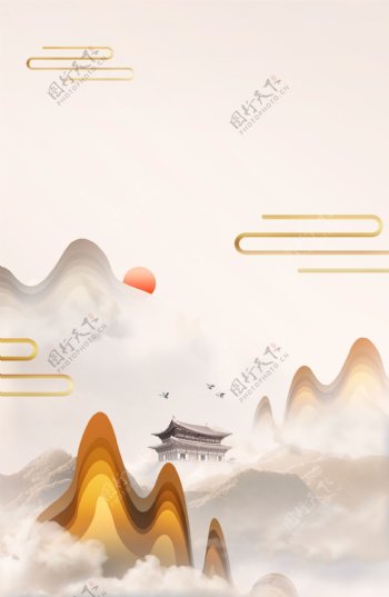 新中式山水海报