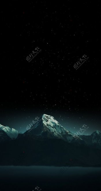 雪山夜空插画风景背景