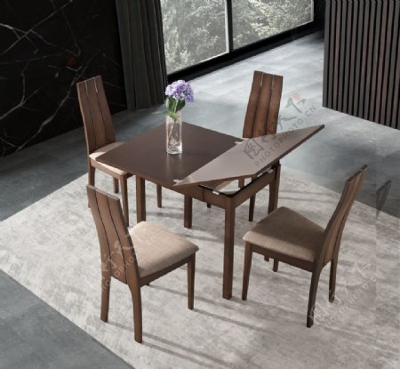 意式极简北欧折叠功能餐桌餐椅