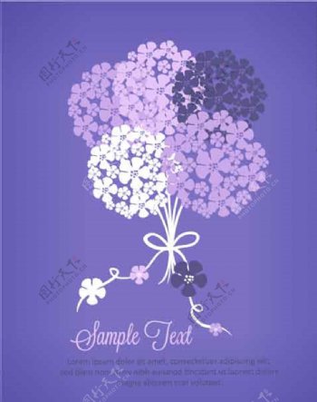 紫色背景一团花朵时尚素材