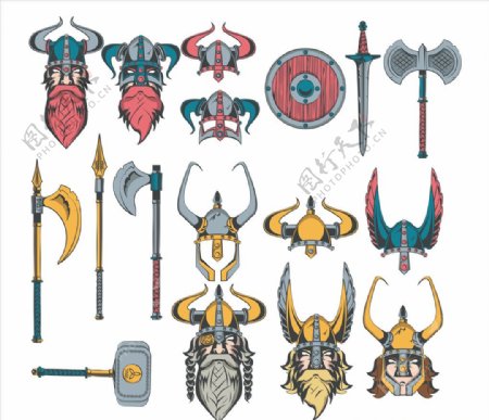 古代欧洲角斗士盔甲武器插画