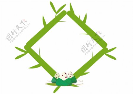 端午节竹子粽子艾叶手绘绿色植物