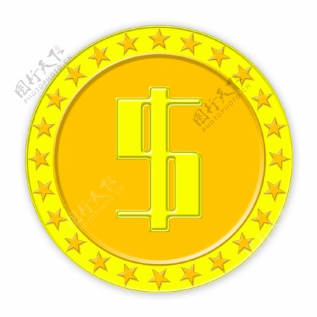 五角星橙黄色塑料金币