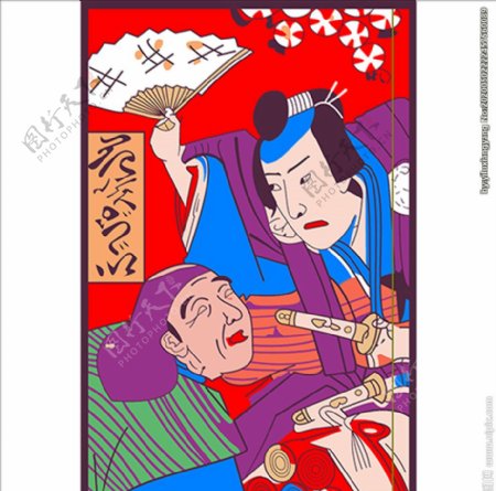 日本艺妓印花图