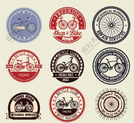 圆形自行车元素标签