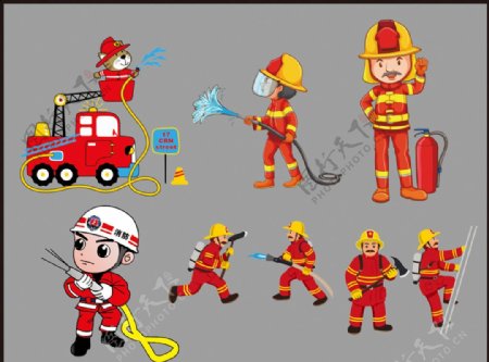 卡通消防消防战士消防图案