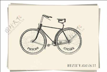 自行车手绘稿