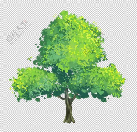 树木插画绿色立体海报素材