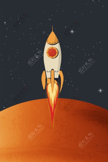 新中式飞机火箭爱马仕橙色装饰画