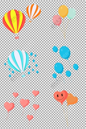 手绘可爱彩色气球热气球