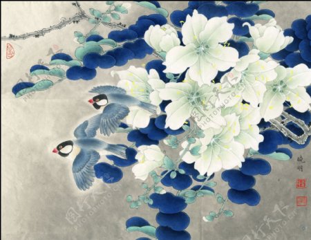 中式古典花鸟工笔画