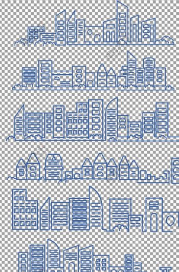 手绘线描城市