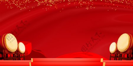 红色复古喜庆节日庆祝海报素材