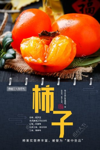 柿子水果活动海报素材图片